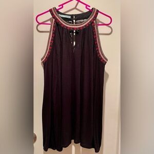 Maurices open neck, cold shoulder brown Top with Embroidery, Beads and Lace  XXL
